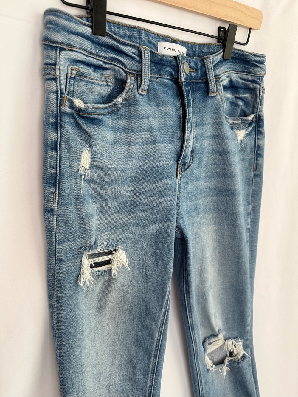 Flying Monkey Light Wash Skinny Ripped Jeans
